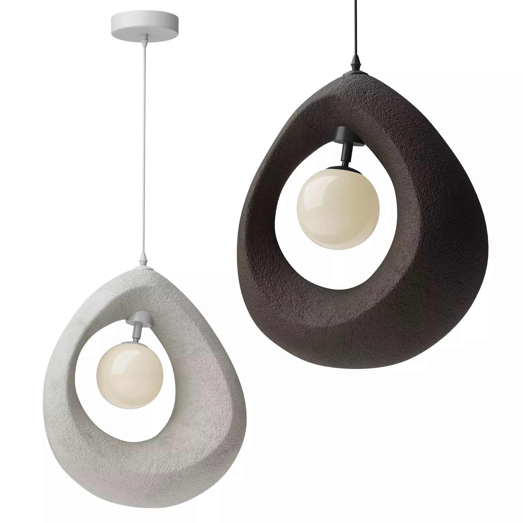 Wabi sabi lighting pendant lamp Low-poly 3D model_0