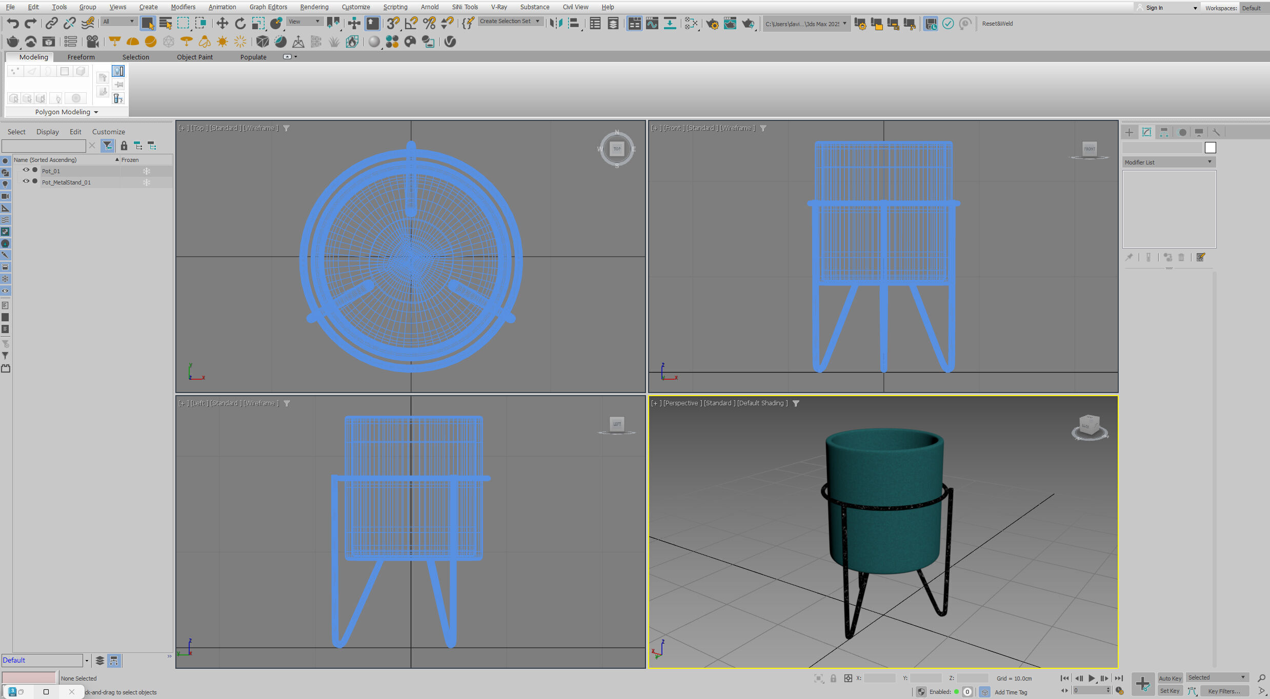 Turquoise Ceramic Pot Low-poly 3D model_15