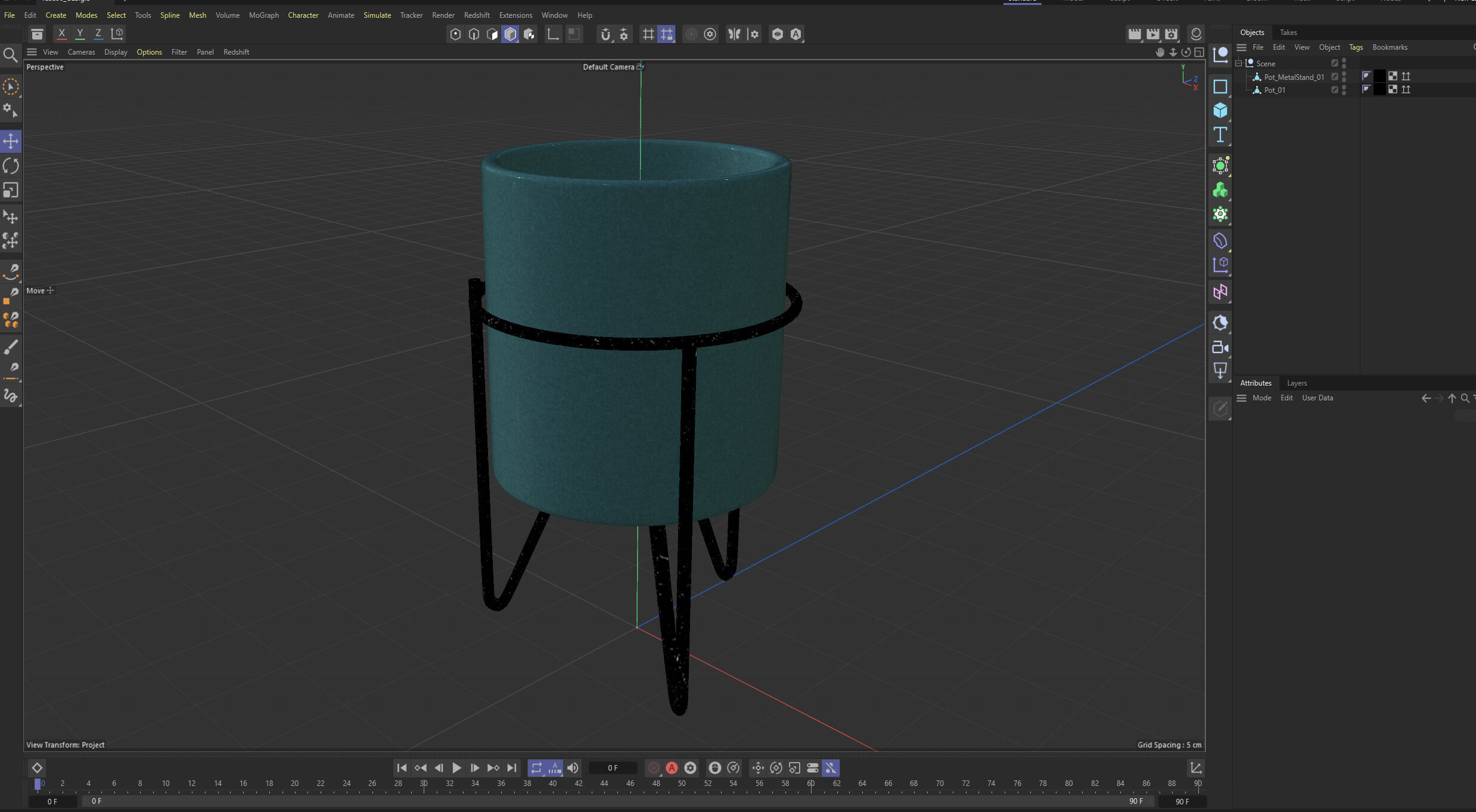 Turquoise Ceramic Pot Low-poly 3D model_16