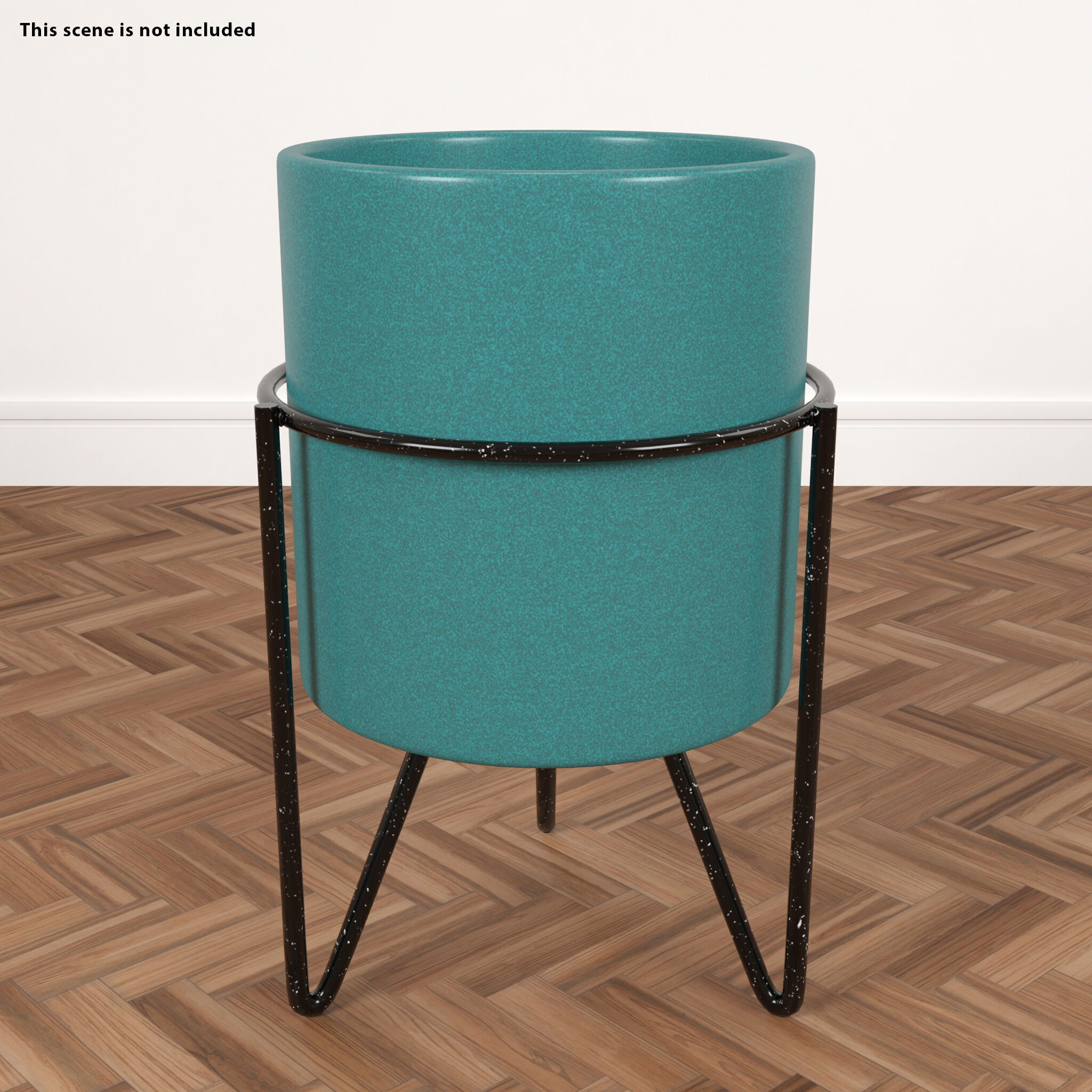 Turquoise Ceramic Pot Low-poly 3D model_5