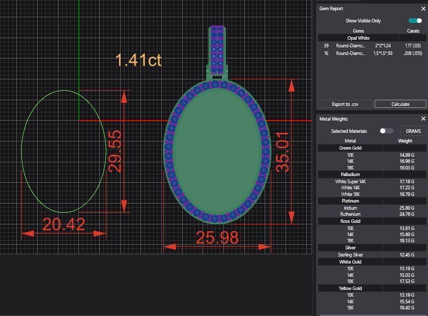 Oval Picture Pendant Bundle - 6 Pendants 3D Model Collection_10