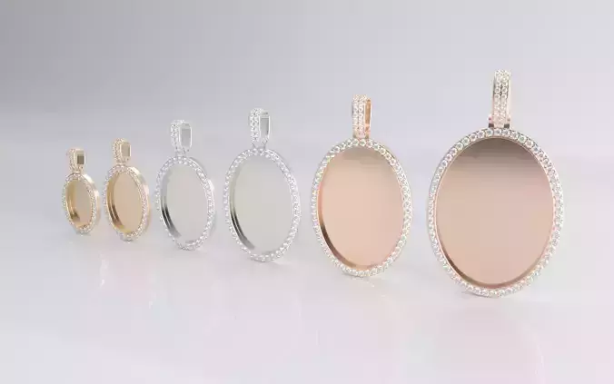 Oval Picture Pendant Bundle - 6 Pendants 3D Model Collection
