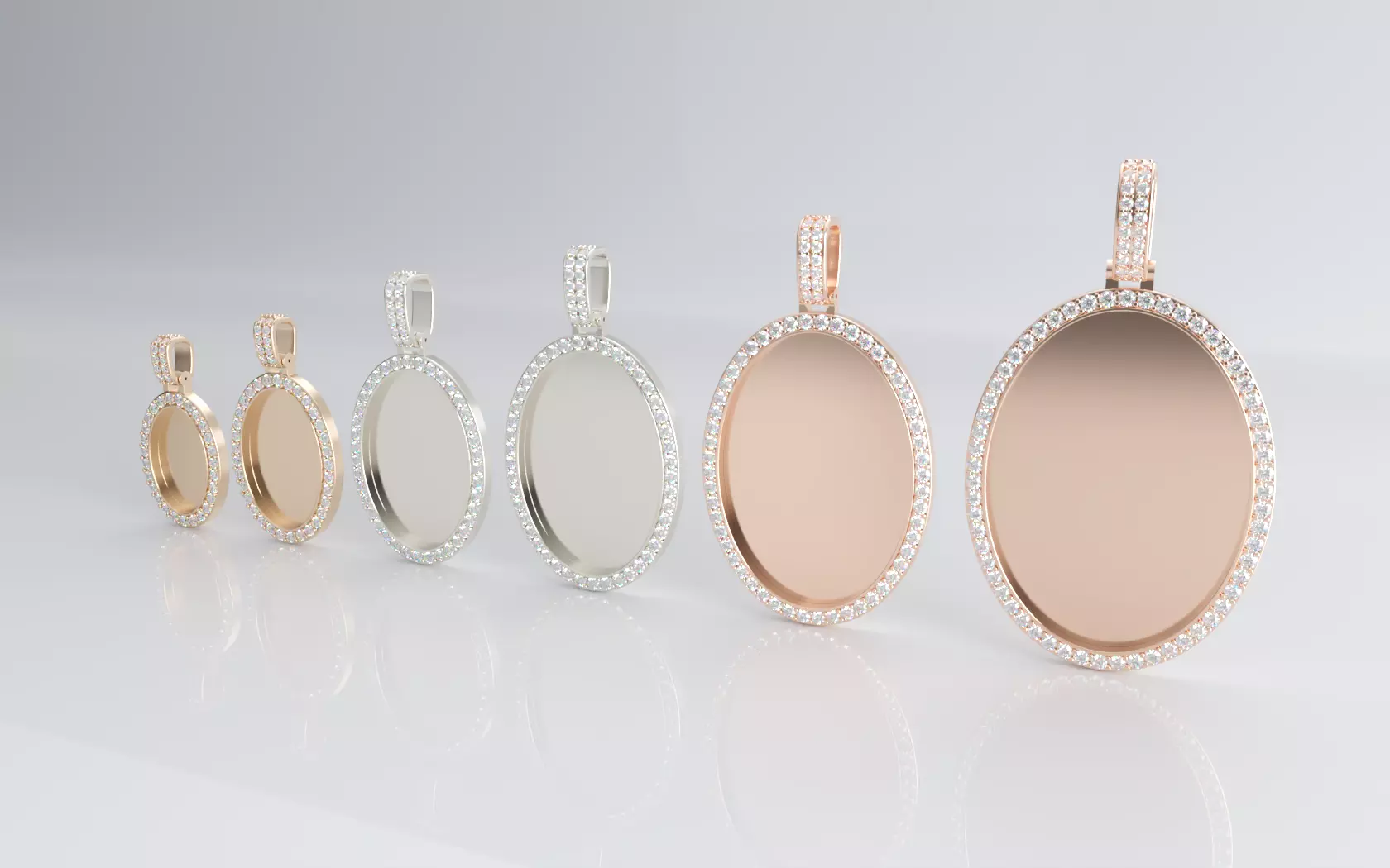 Oval Picture Pendant Bundle - 6 Pendants 3D Model Collection_0