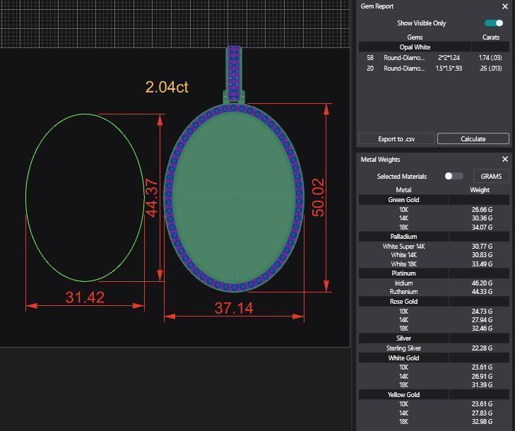 Oval Picture Pendant Bundle - 6 Pendants 3D Model Collection_13