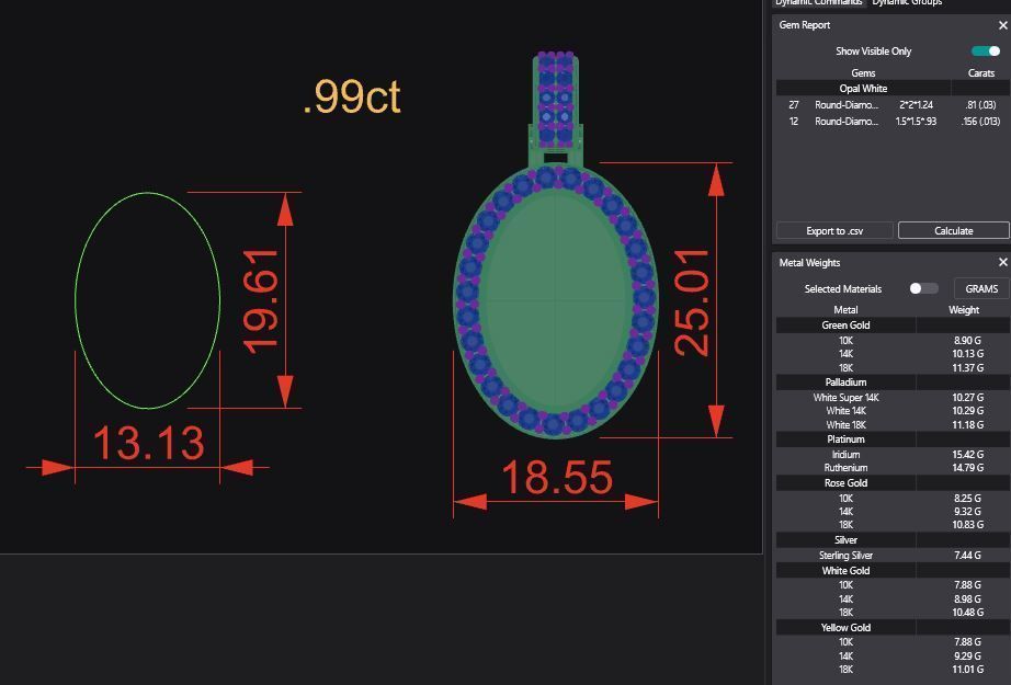 Oval Picture Pendant Bundle - 6 Pendants 3D Model Collection_8