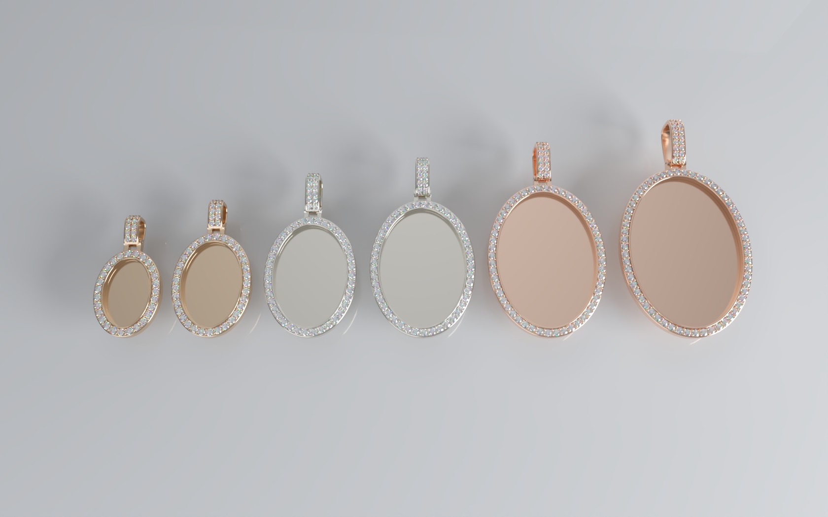Oval Picture Pendant Bundle - 6 Pendants 3D Model Collection_1