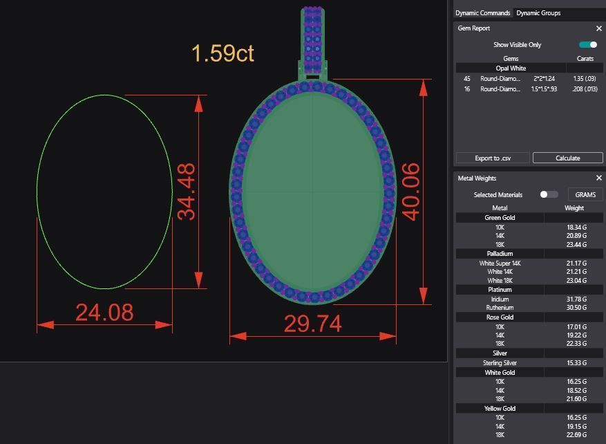 Oval Picture Pendant Bundle - 6 Pendants 3D Model Collection_11