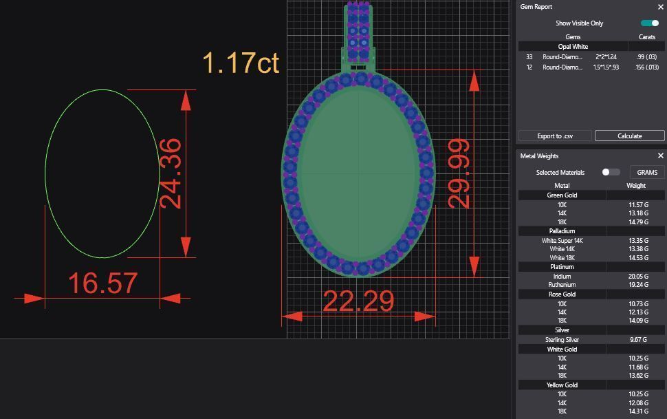 Oval Picture Pendant Bundle - 6 Pendants 3D Model Collection_9