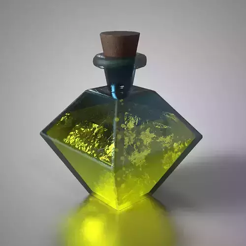 Fantasy Yellow Lightning Potion Stylized Diamond Glass Bottle Low-poly 3D model