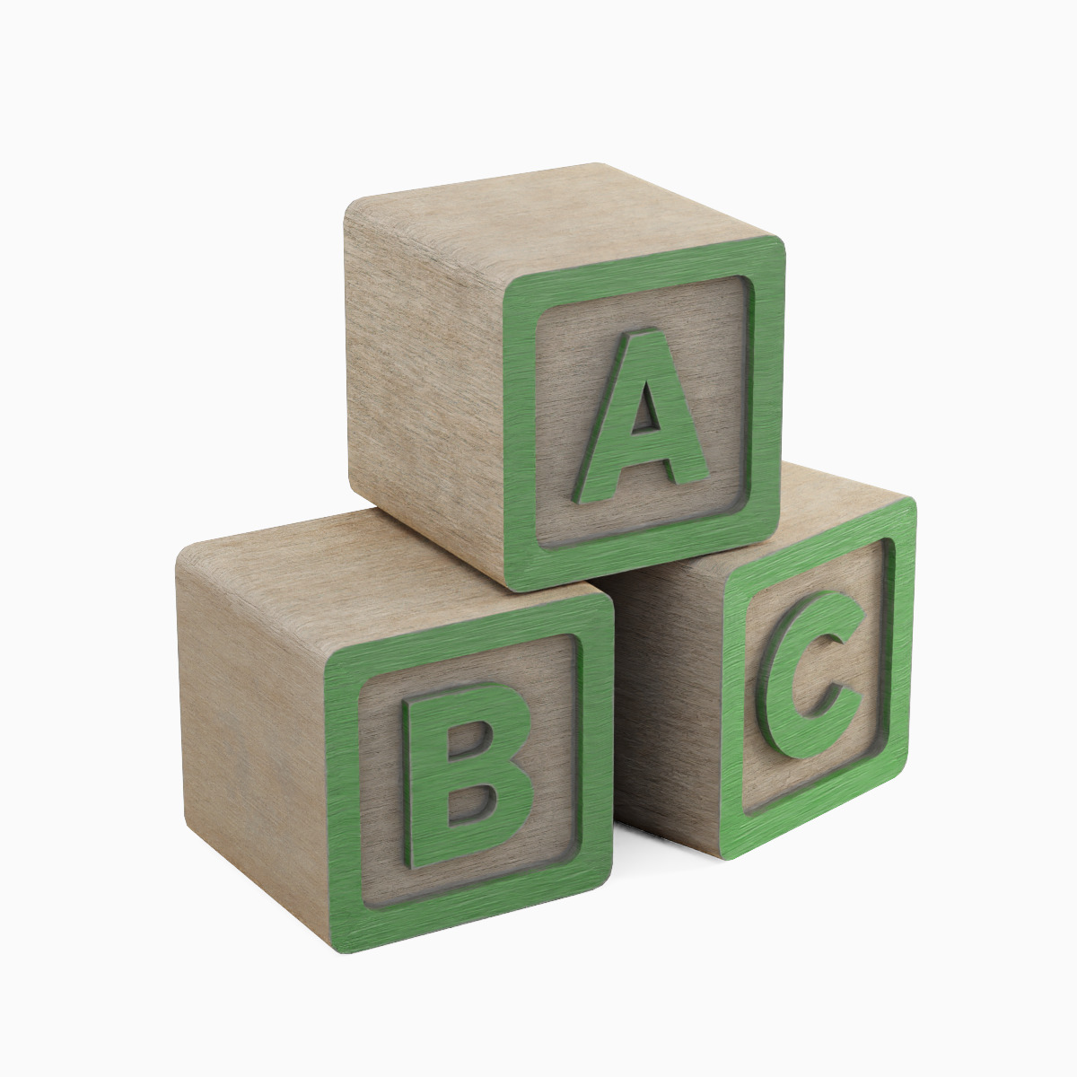 ABC Blocks 04 Low-poly 3D model_5