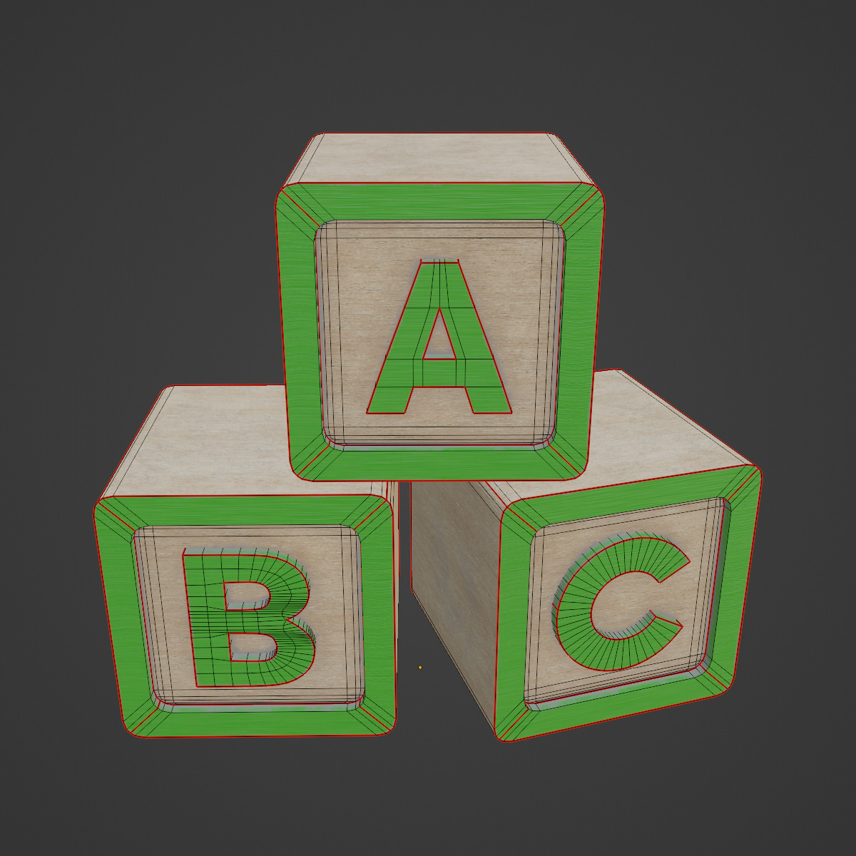 ABC Blocks 04 Low-poly 3D model_7