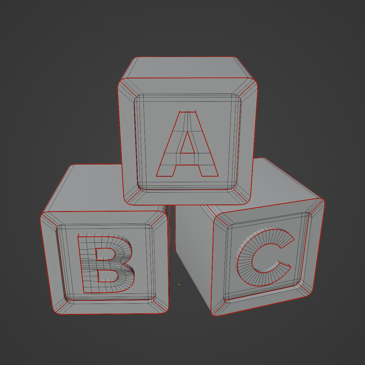 ABC Blocks 04 Low-poly 3D model_8