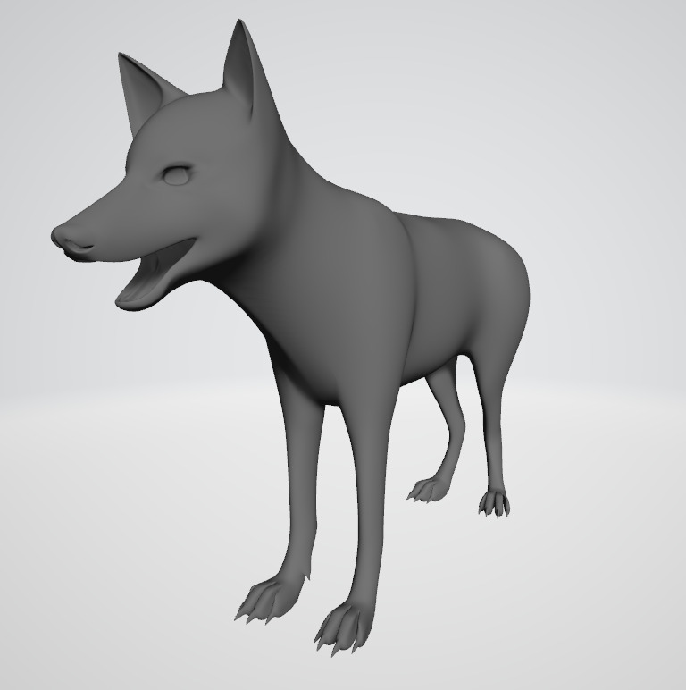 Gray Wolf Base Mesh  Low-poly 3D model_3