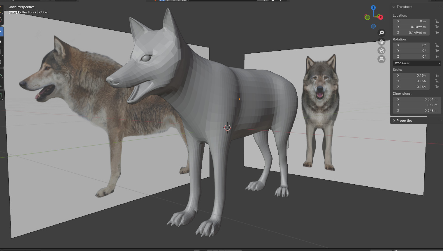 Gray Wolf Base Mesh  Low-poly 3D model_6