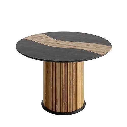 wooden round dining table 3D model