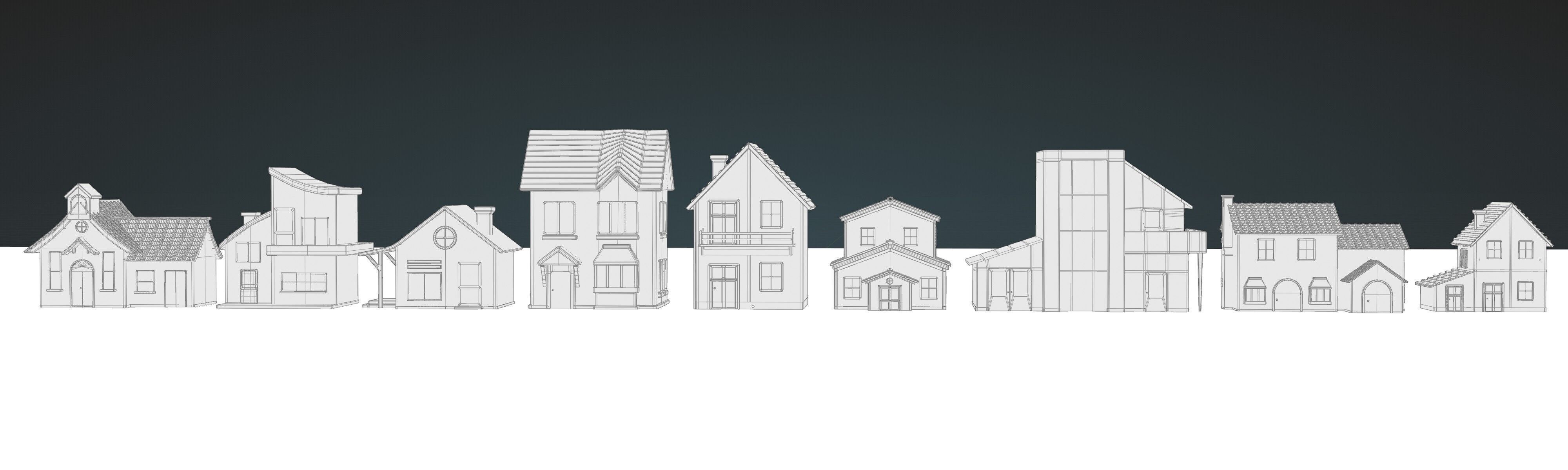 Cartoon House Pack 3D model_10