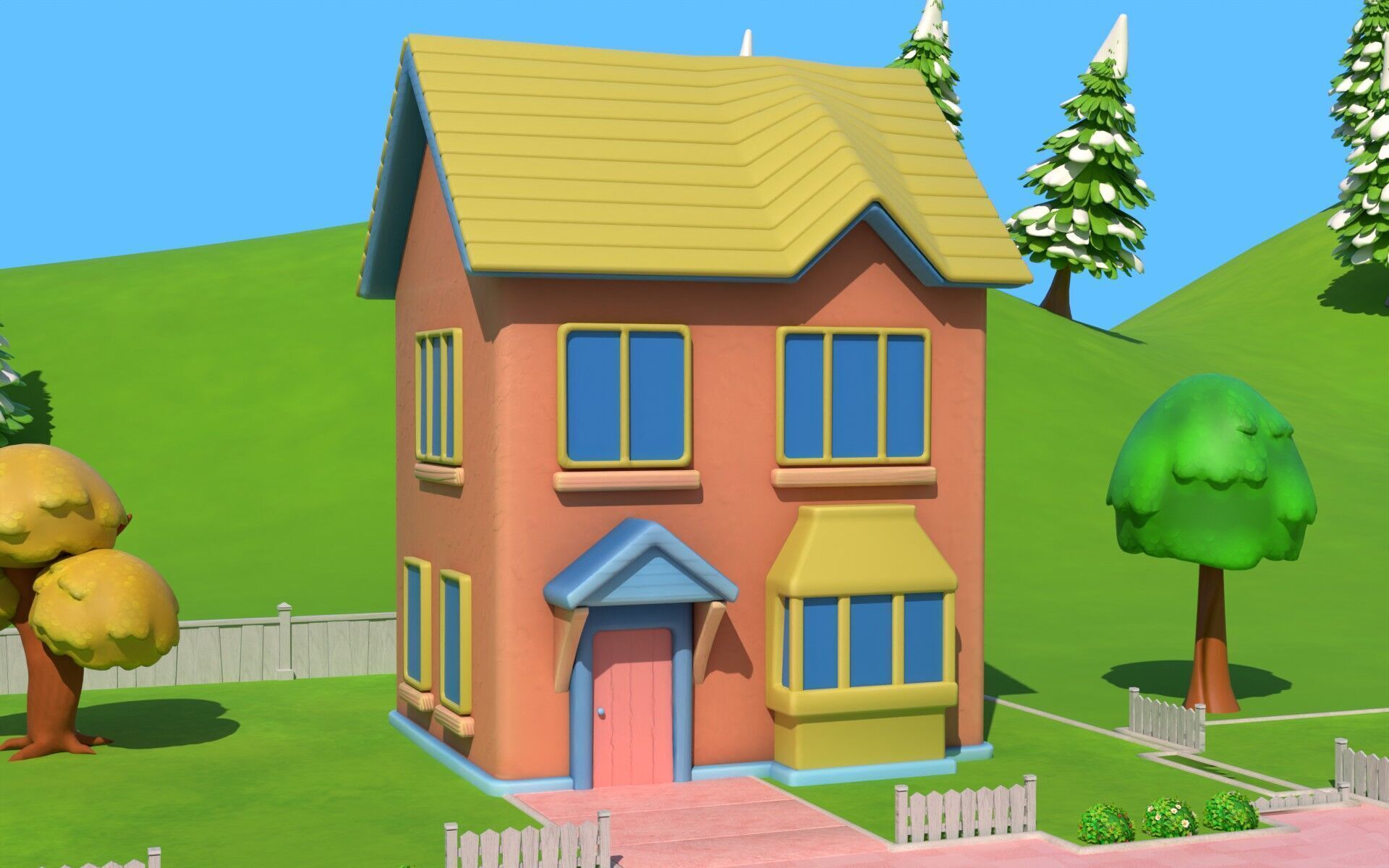 Cartoon House Pack 3D model_3