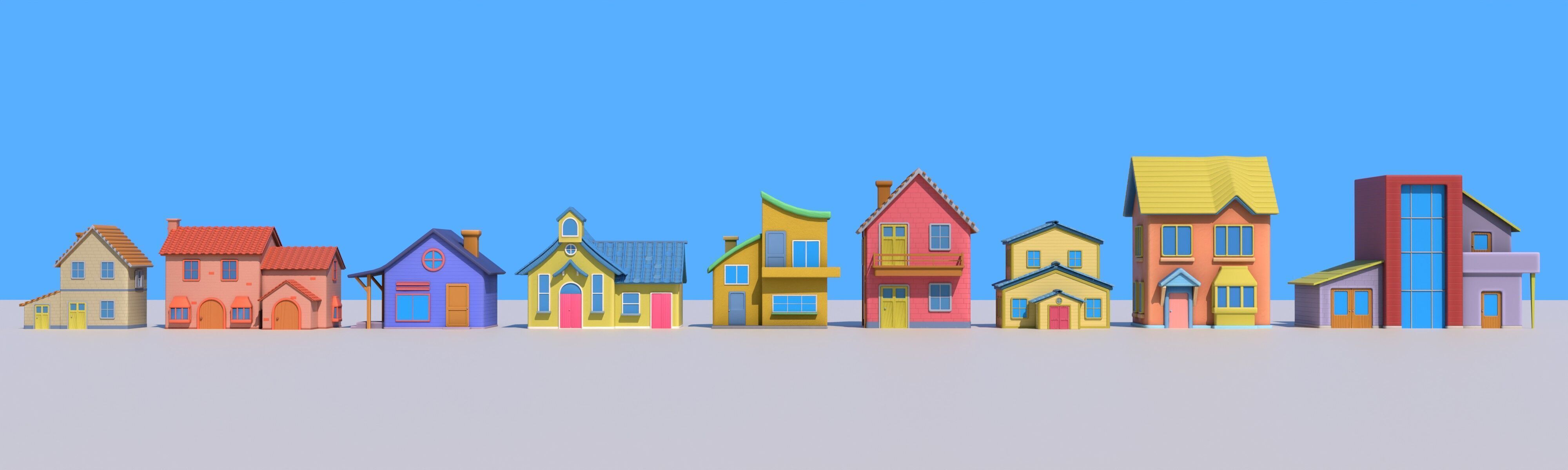 Cartoon House Pack 3D model_9