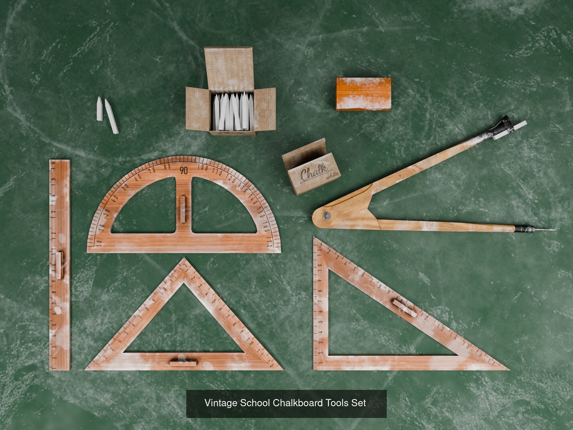 Vintage Old School Classroom 3D Asset Pack 3D Model Collection_3
