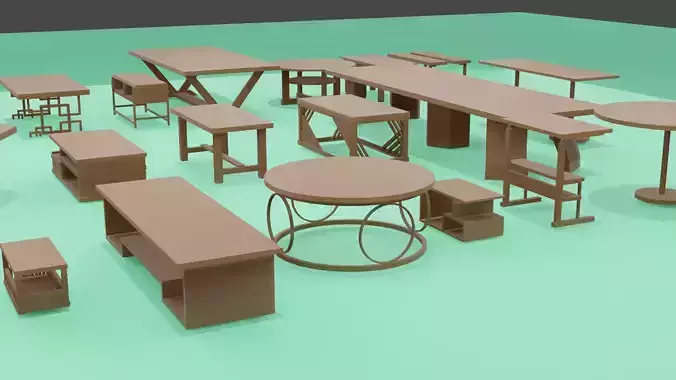 3D Greybox Table Pack 20 Low Poly Models for Prototyping 