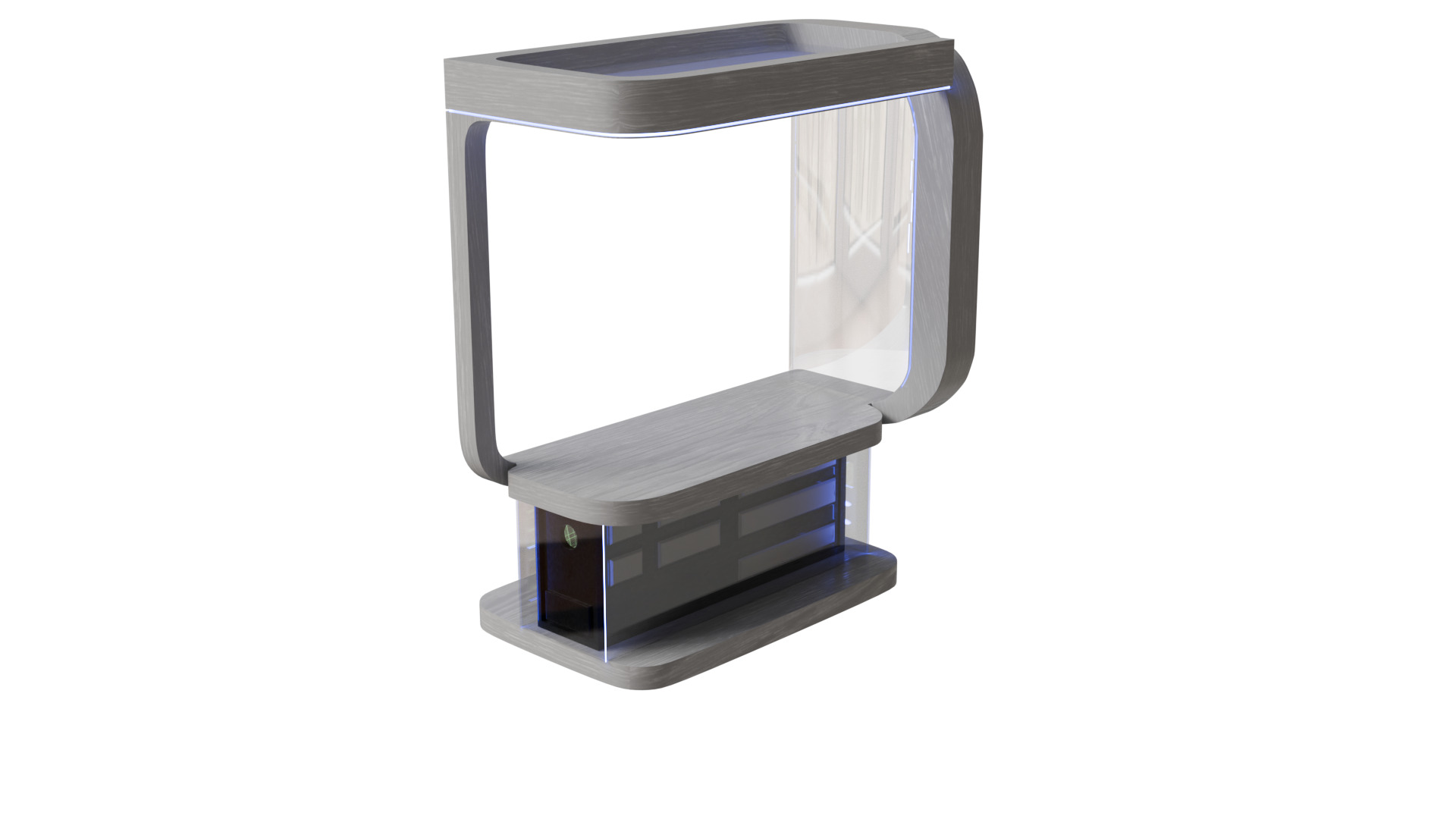 Sci-Fi Holographic Comm Pod Low-poly 3D model_4