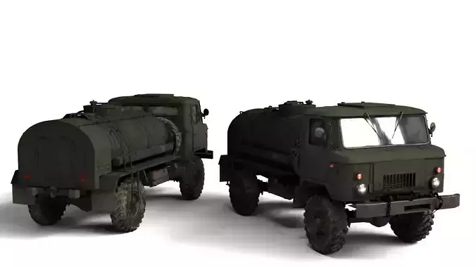 1966 Gaz 66A 2 Rigged Soviet Military Truck 3D Model 
