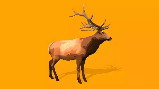 Elk Animated Realistic e Stylized Low-poly 3D model