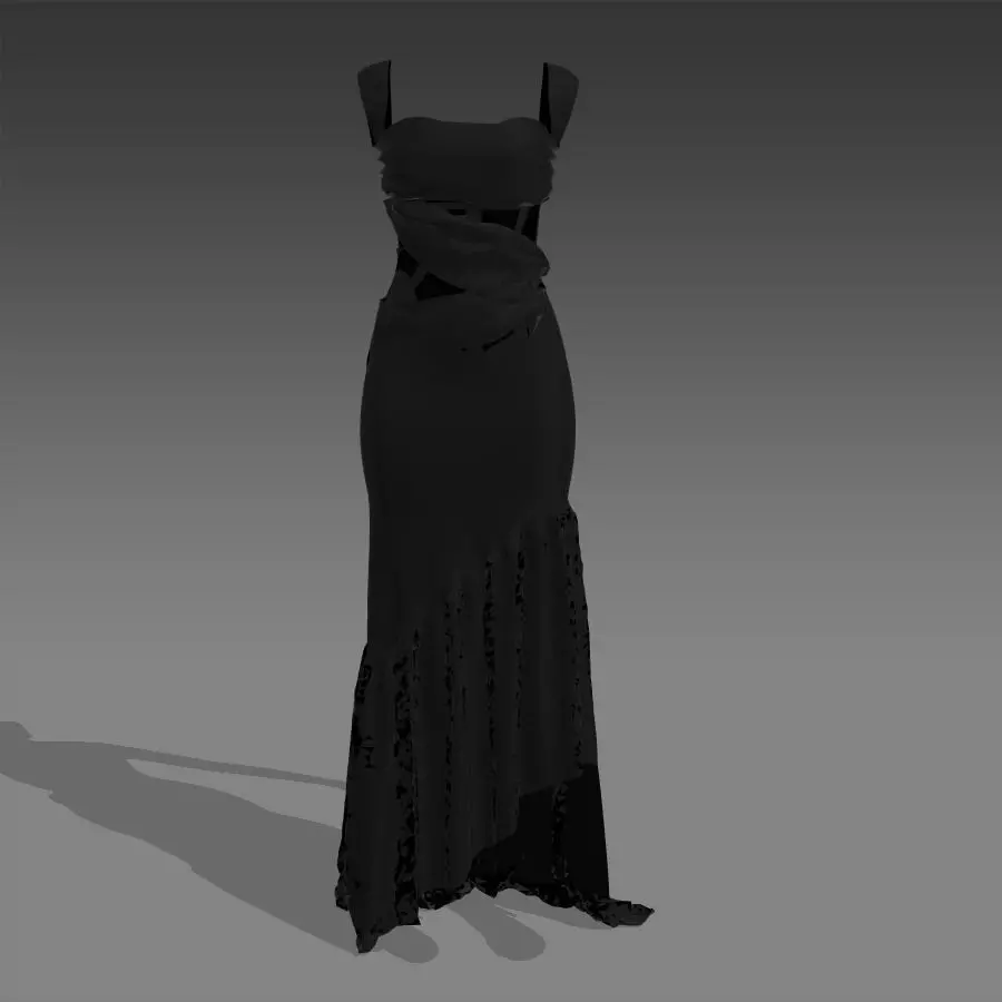 perfect dress look drape long dress Low-poly 3D model