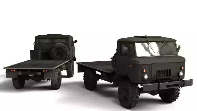 1966 Gaz 66A 3 Rigged Soviet Military Truck 3D Model 