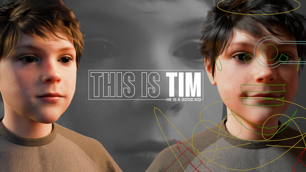 Cute Realistic Kid 3D Model - Tim Low-poly 3D model_1
