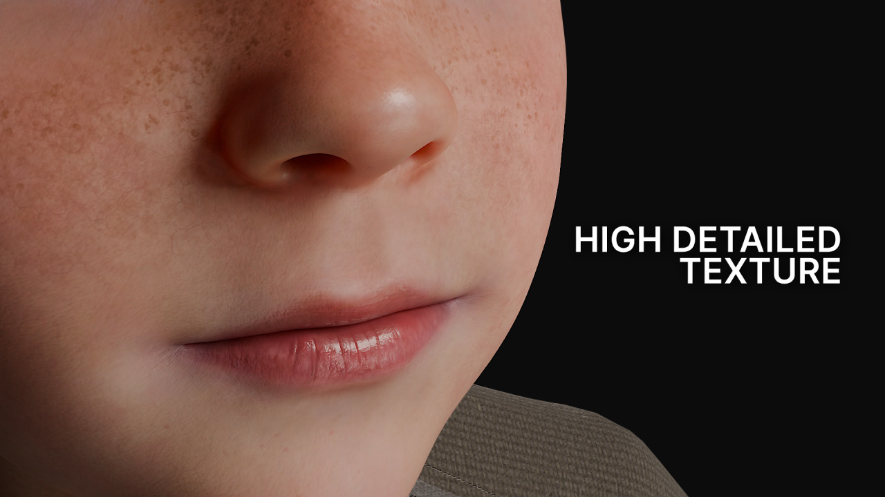 Cute Realistic Kid 3D Model - Tim Low-poly 3D model_9