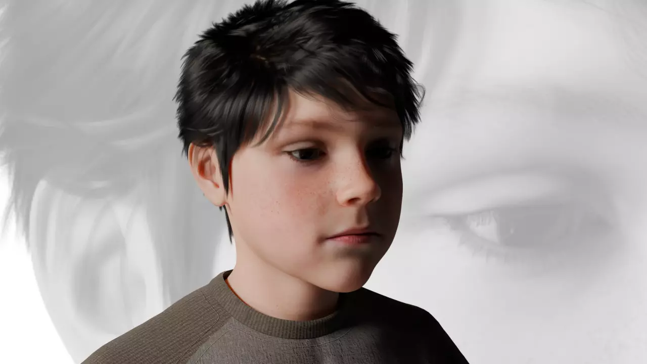 Cute Realistic Kid 3D Model - Tim Low-poly 3D model_0