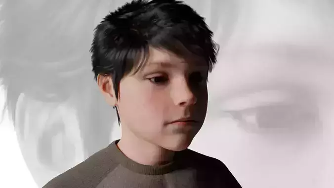 Cute Realistic Kid 3D Model - Tim Low-poly 3D model
