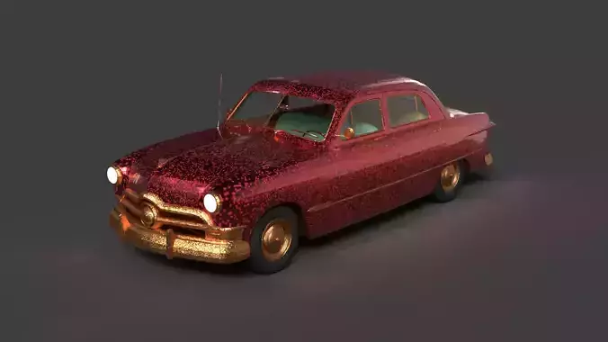 Chinese classic car   Low-poly 3D model