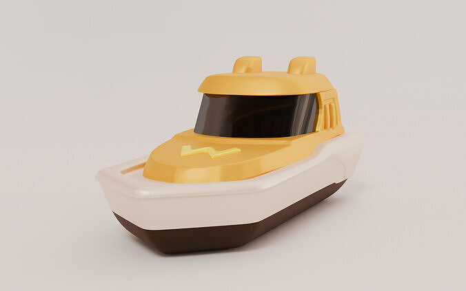 3D Yort Speed Boat Stylized 3D yacht Game Asset Free low-poly 3D model