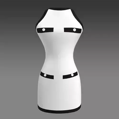 dress 4 pocket look black white Low-poly 3D model