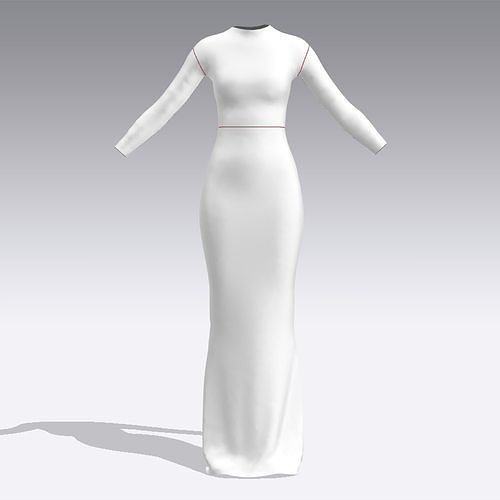 dress white look long skirt Low-poly 3D model
