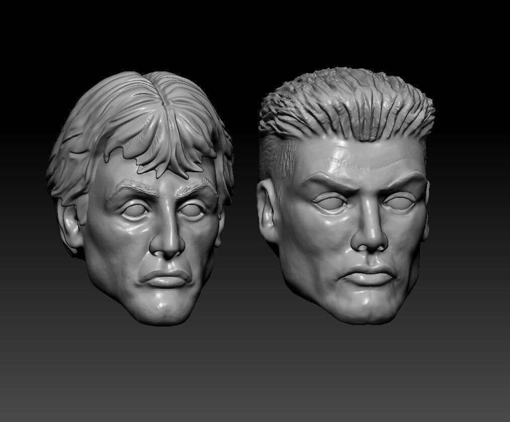 Rocky Balboa and Drago - 2 HEADS  3D print model_1