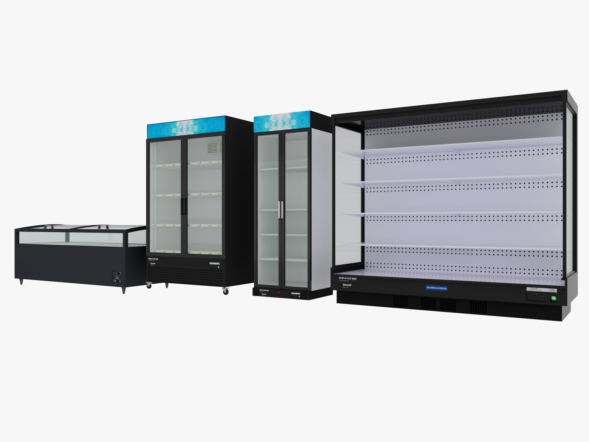 Supermarket Freezer Refrigirator Low-poly 3D model_2