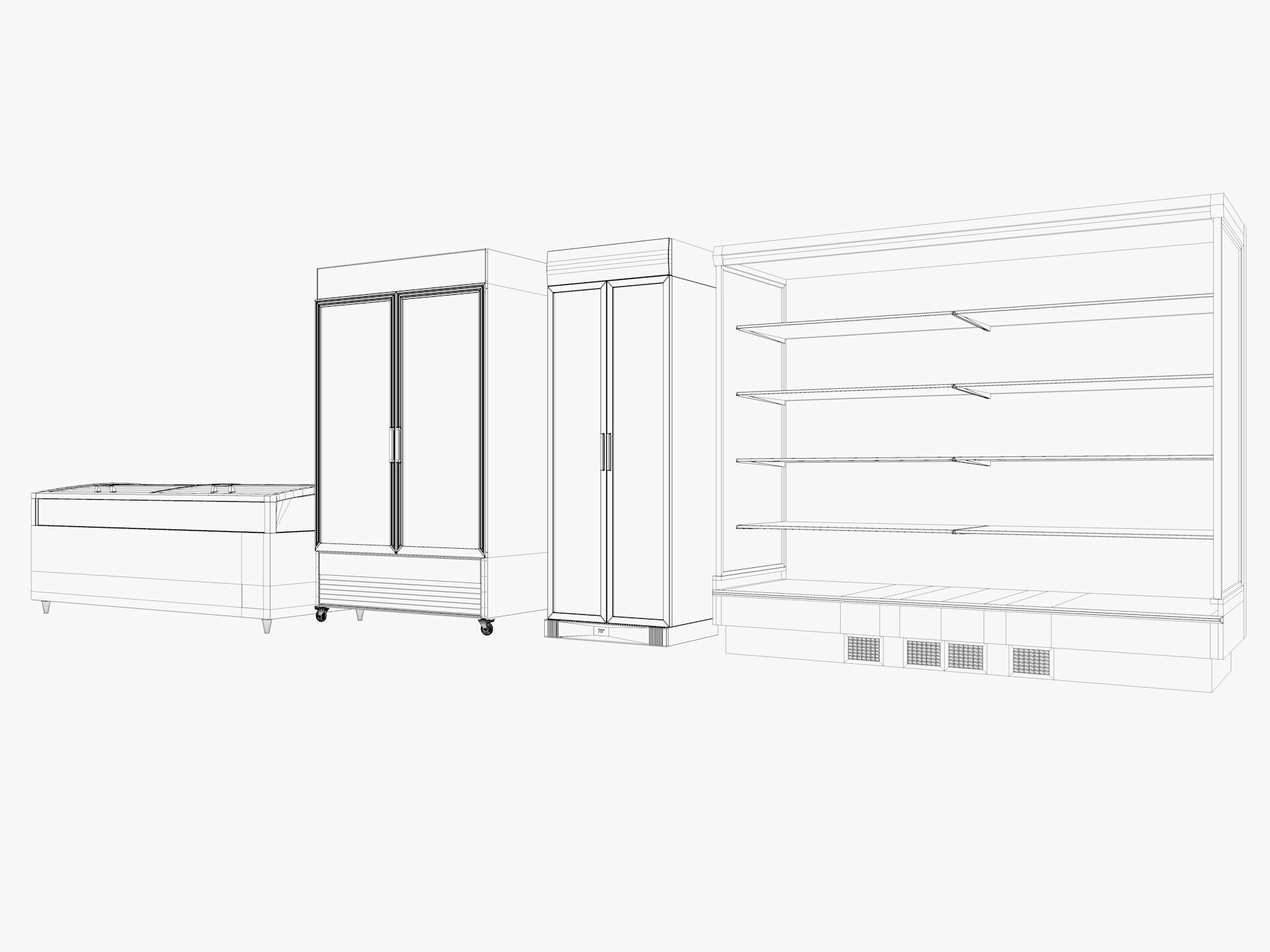 Supermarket Freezer Refrigirator Low-poly 3D model_3