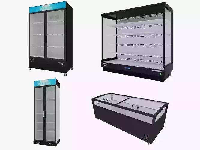 Supermarket Freezer Refrigirator Low-poly 3D model
