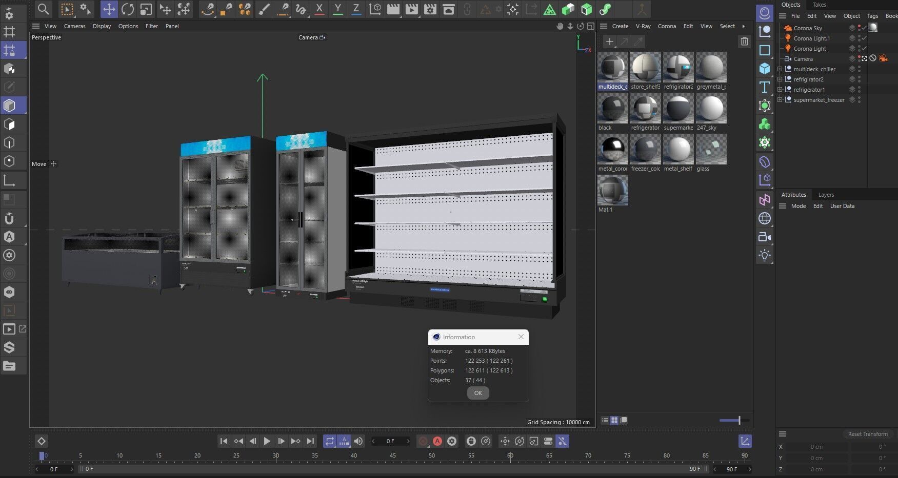 Supermarket Freezer Refrigirator Low-poly 3D model_13