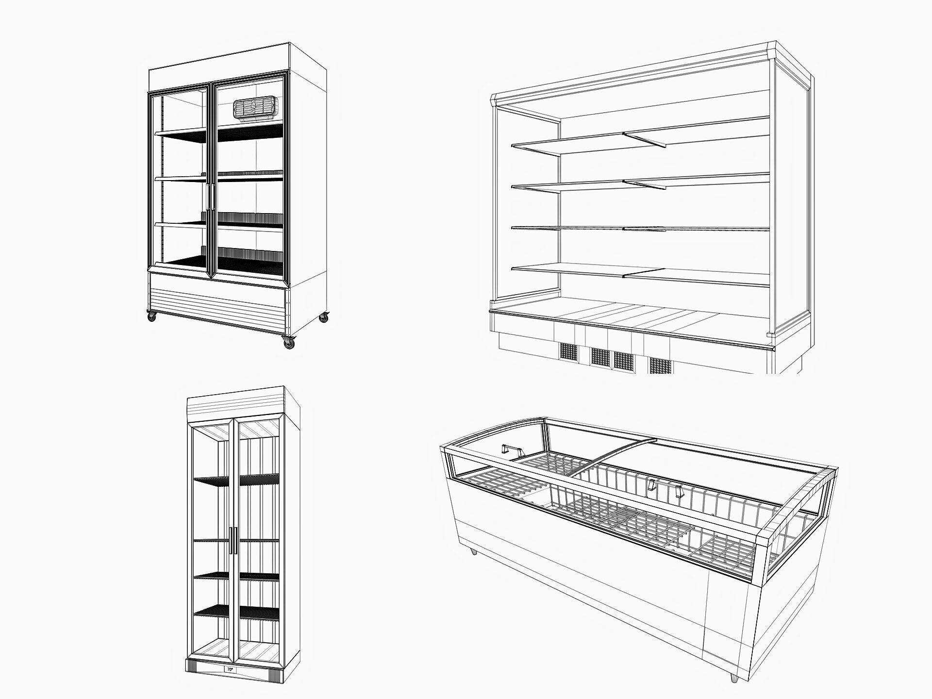 Supermarket Freezer Refrigirator Low-poly 3D model_1