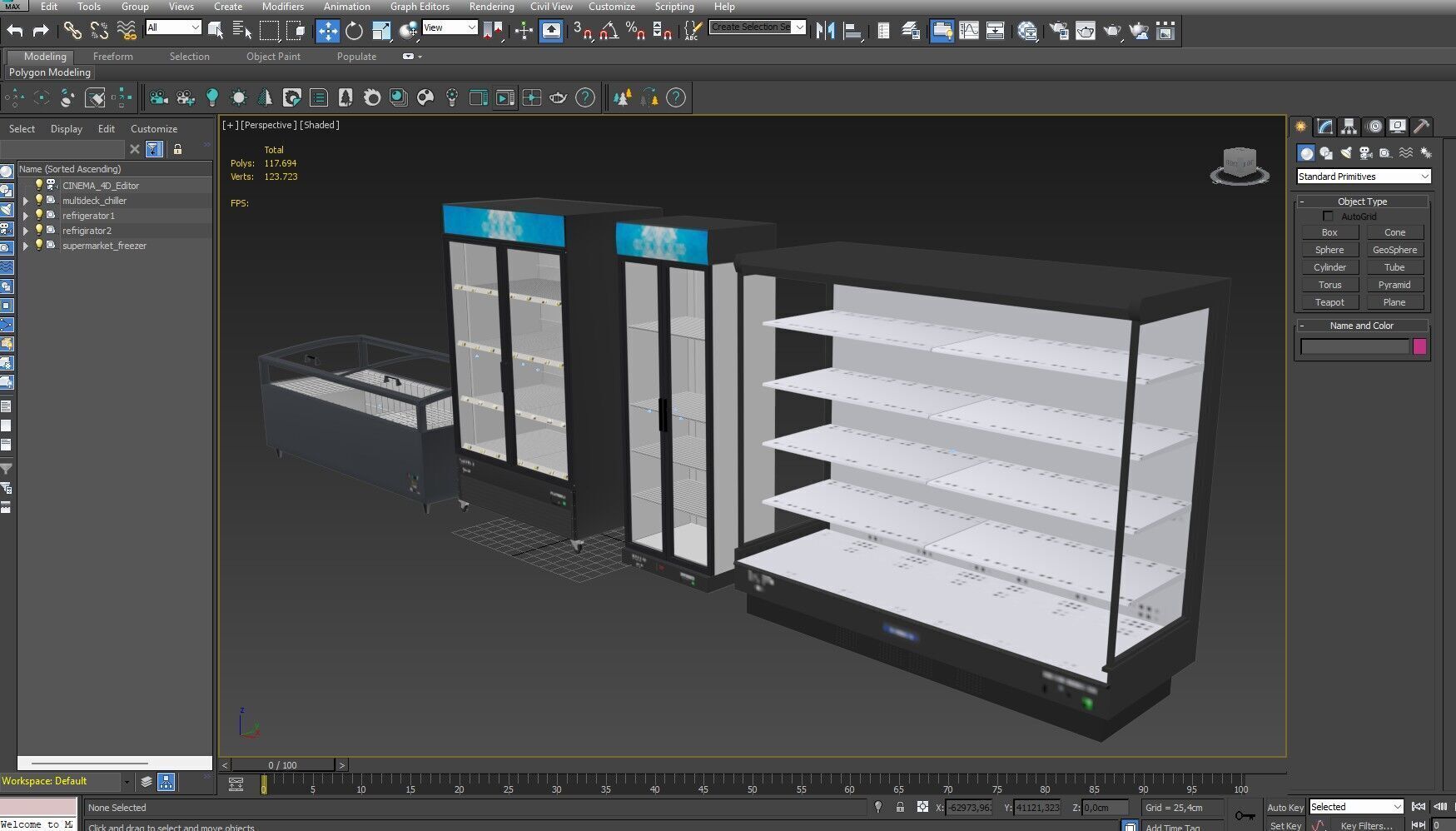 Supermarket Freezer Refrigirator Low-poly 3D model_14