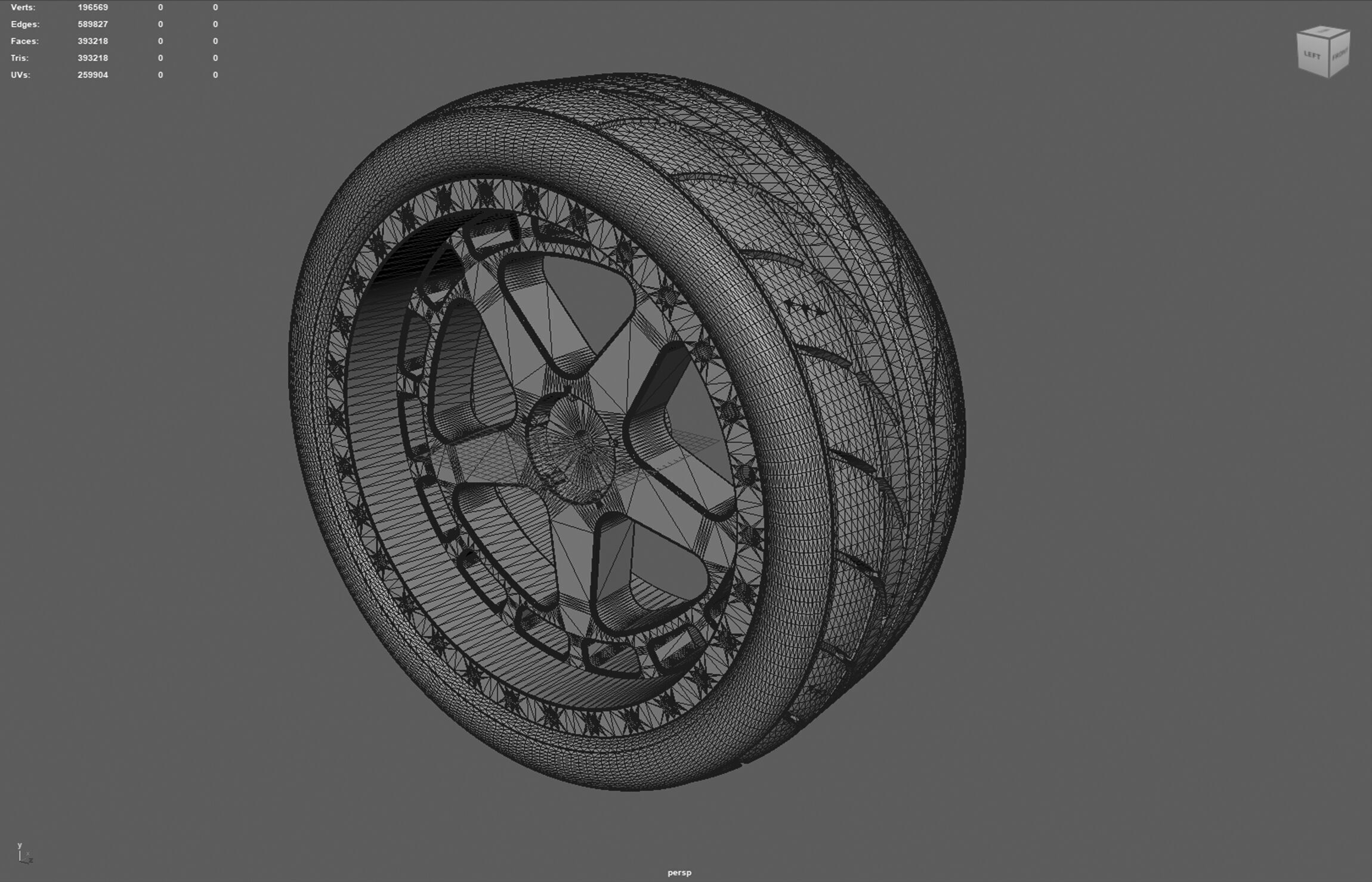 One-Piece 5-Spoke Racing Wheel with Integrated Tire 3D print model_11