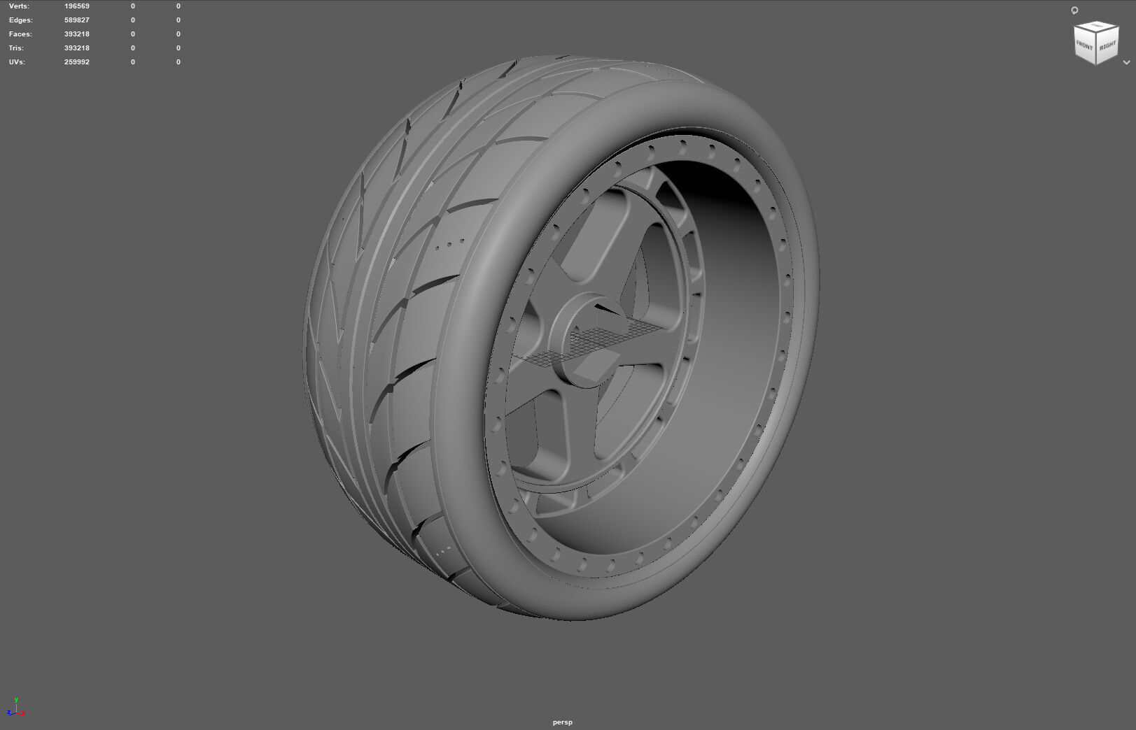 One-Piece 5-Spoke Racing Wheel with Integrated Tire 3D print model_8