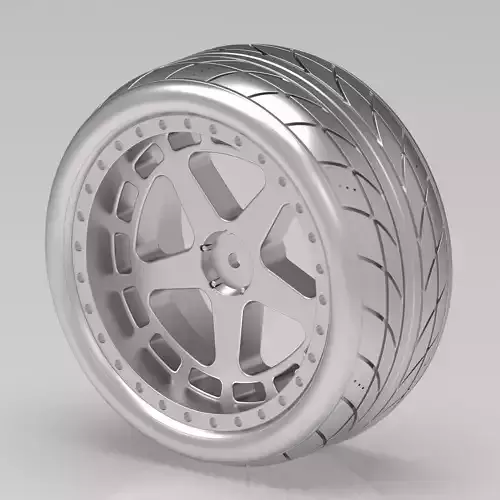 One-Piece 5-Spoke Racing Wheel with Integrated Tire 3D print model