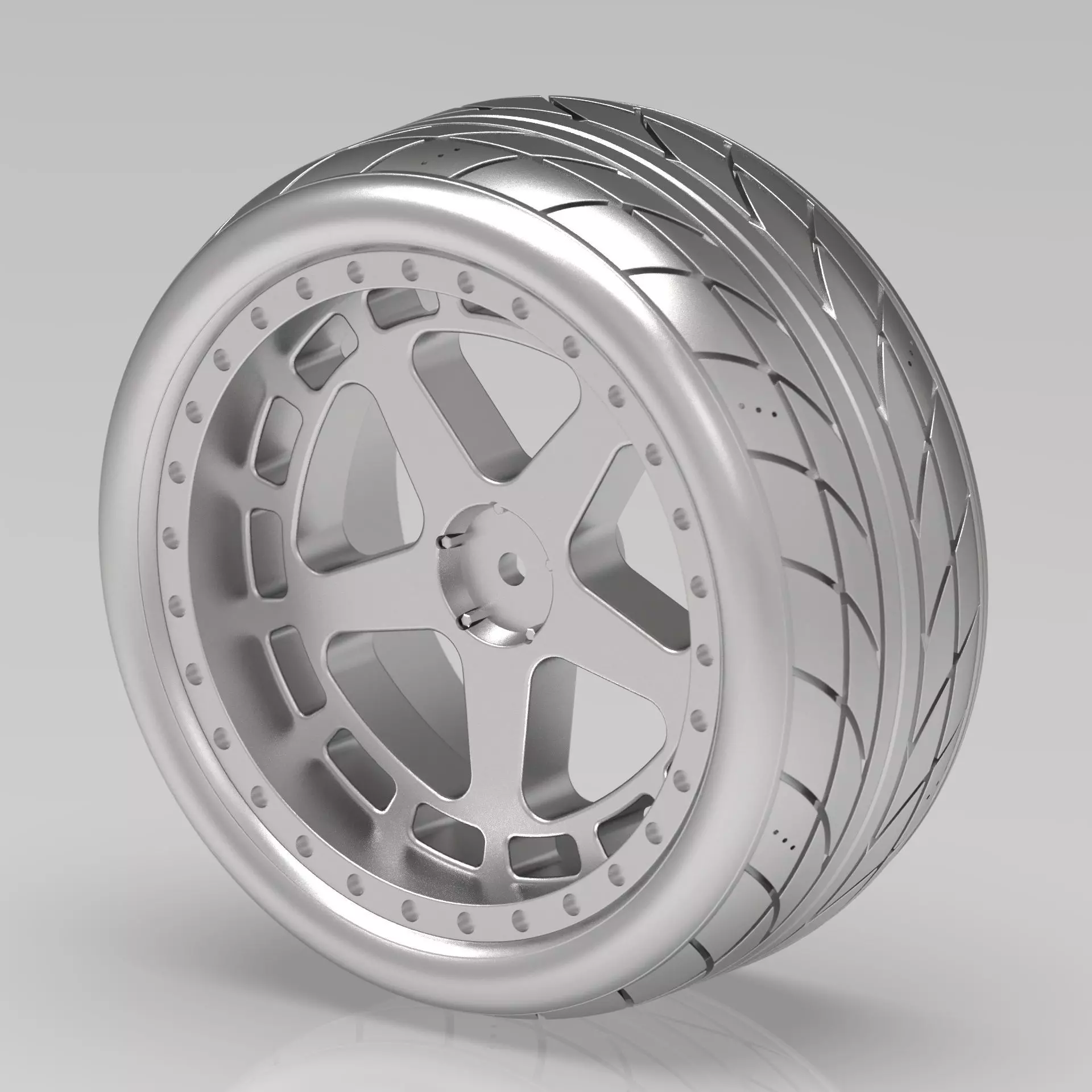 One-Piece 5-Spoke Racing Wheel with Integrated Tire 3D print model_0