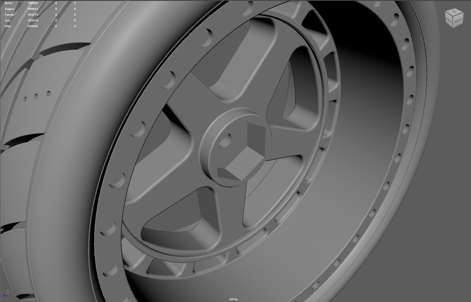 One-Piece 5-Spoke Racing Wheel with Integrated Tire 3D print model_10