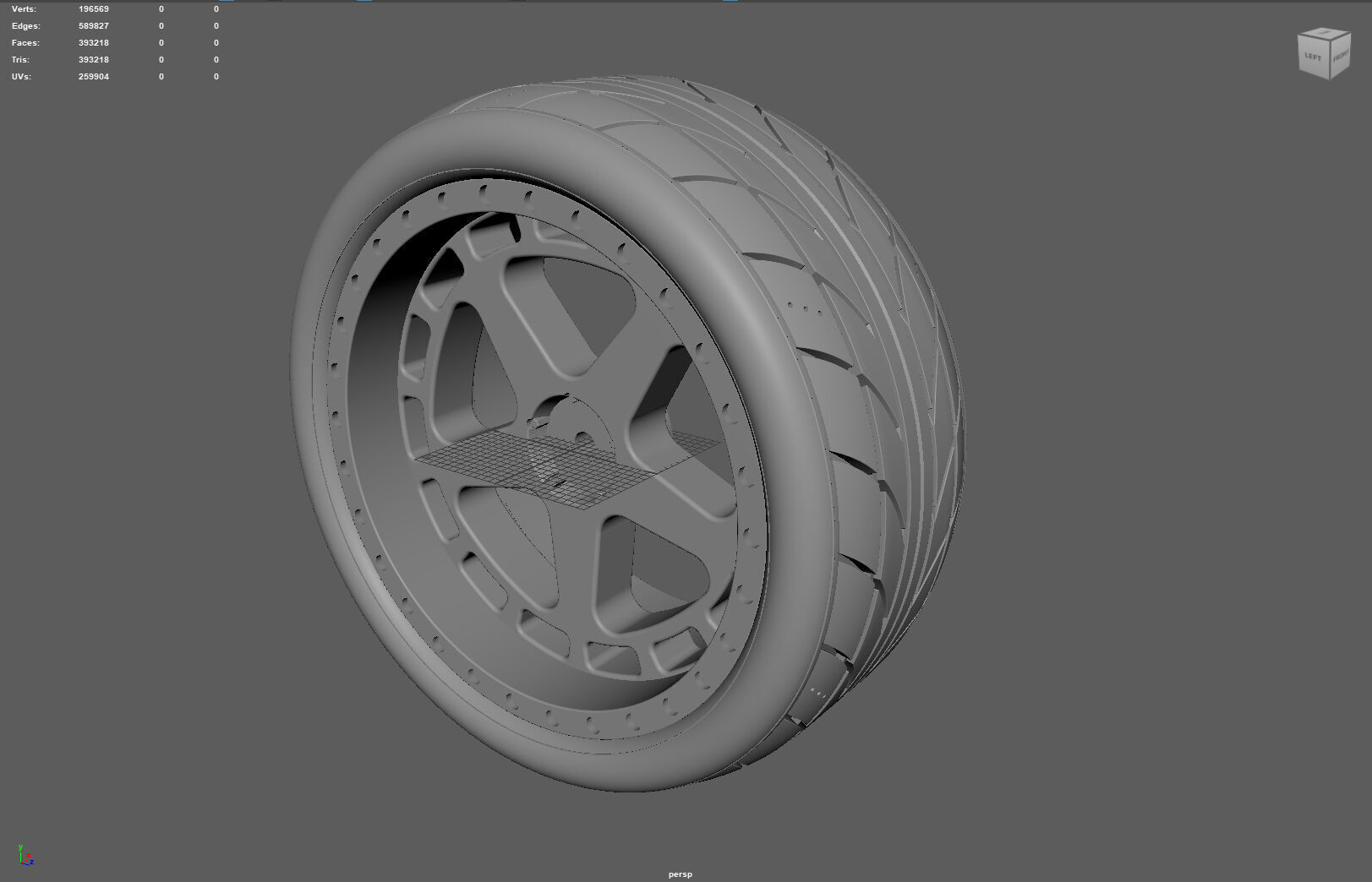 One-Piece 5-Spoke Racing Wheel with Integrated Tire 3D print model_6